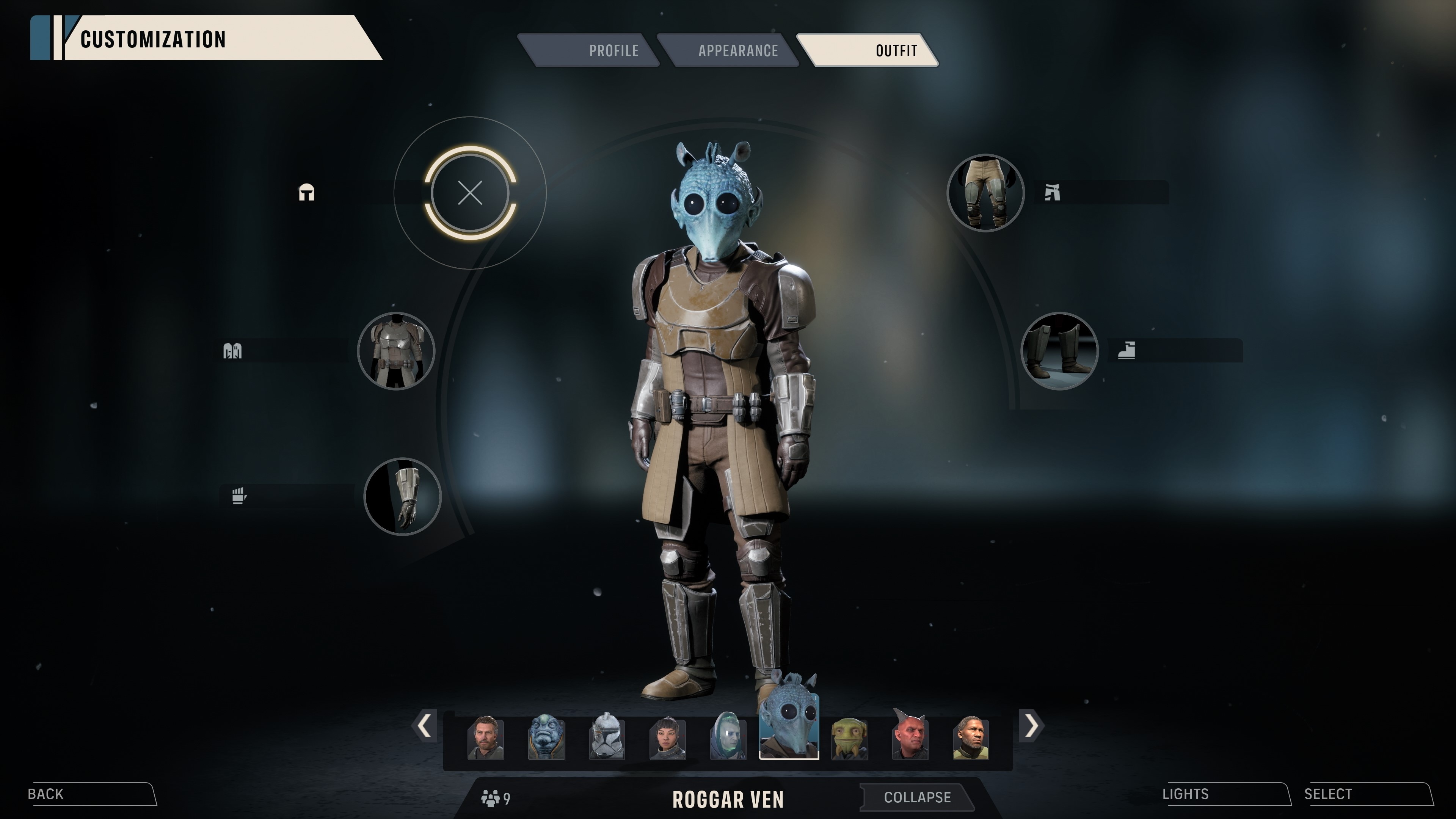 Zero Company character customization screen for an Operator